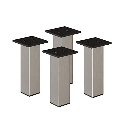 sossai® Exklusiv - Aluminium Möbelfüße | E4MF-N | 4er Set | Höhe: 300mm | Farbe: Inox