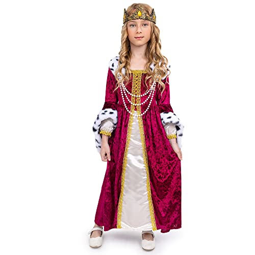 Dress Up America Queen-Kostüm für Mädchen – Kinder-Renaissance-Prinzessin-Kostüm – königliches Kleid und Krone-Set