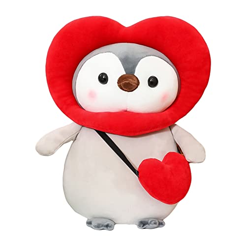 CULASIGN Plüschtier Pinguin Stofftier Kuscheltier, Cartoon Plüsch Penguin Kissen Kawaii Penguin Plüsch Spielzeug für Kinder Jungen Mädchen (Herz,35CM)