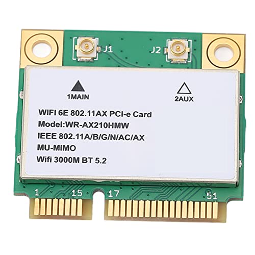 Yunseity AX210HMW WiFi 6E Wireless Card Tri-Band 802.11 A/B/G/N/AC/AX Half Mini PCI-E WiFi Card Network Adapter BT5.2, für PC, Laptops, Nur für WIN10 (64bit)