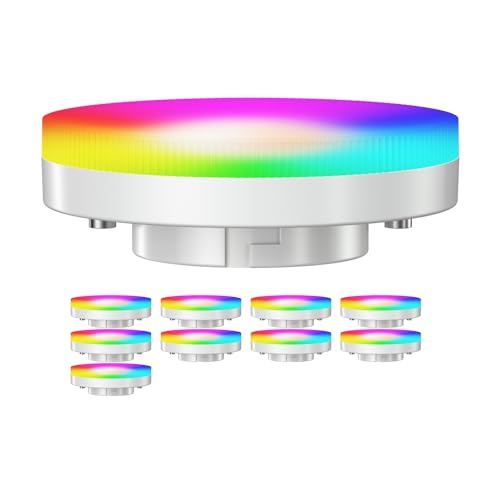 ledscom.de 10 Stück GX53 LED RGB Leuchtmittel, warmweiß - kaltweiß (2900-6100 K), 6,6 W, 670lm, 107°, Smart Home, WLAN, Alexa, matt