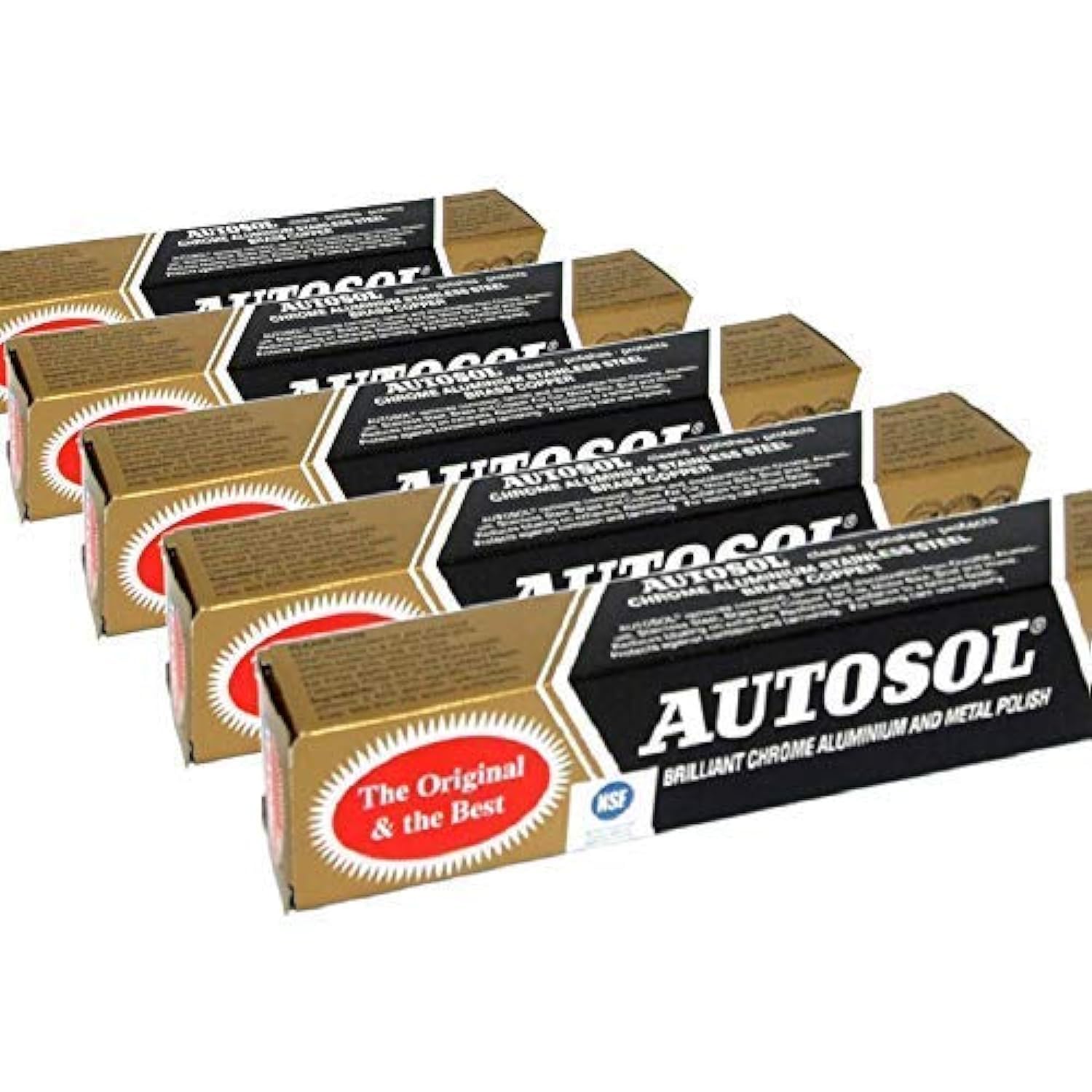 Autosol 5er Pack Metall Politur (75ml X5) Chrom Alu Edelstahl Messing Kupfer Usw