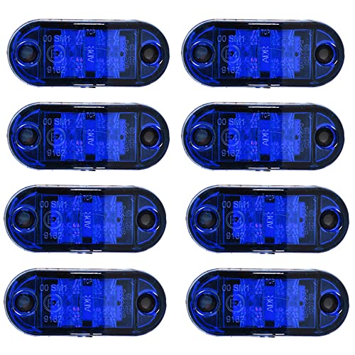 Etomvoop 8 x LED-Seitenmarkierungsleuchten, wasserdichte Blinker, Positions-Seitenleuchten für Anhänger, Van, Wohnwagen, LKW, Boote (Blau)