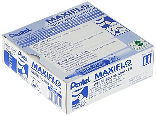 Pentel Maxiflo Marker, trocken abwischbar, mit Keilspitze, 12 Stück, blau