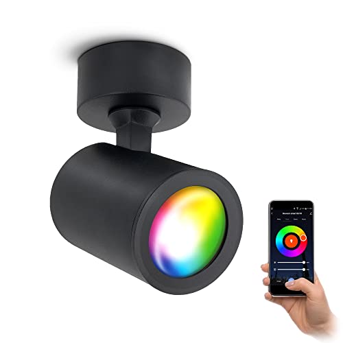 linovum TENJO Spot Deckenlampe 1-flammig schwarz schwenkbar, WLAN Smart LED GU10 RGBW - Kompatibel mit Alexa, Siri & Google Home