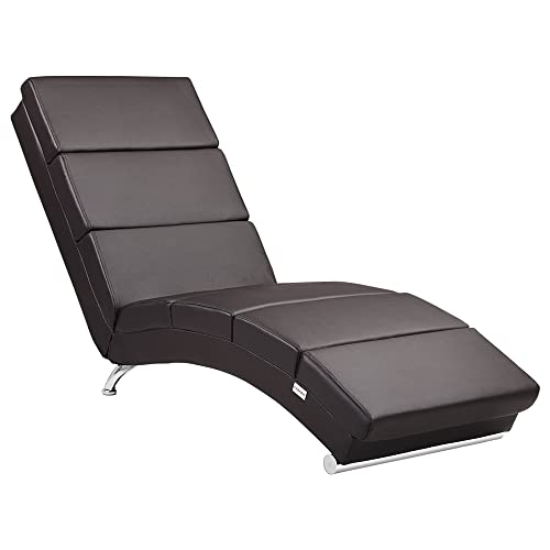 Casaria Relaxliege Liegesessel London Wohnzimmer Kunstleder Braun Ergonomisch 186x55cm Modern Relaxsessel Liegestuhl