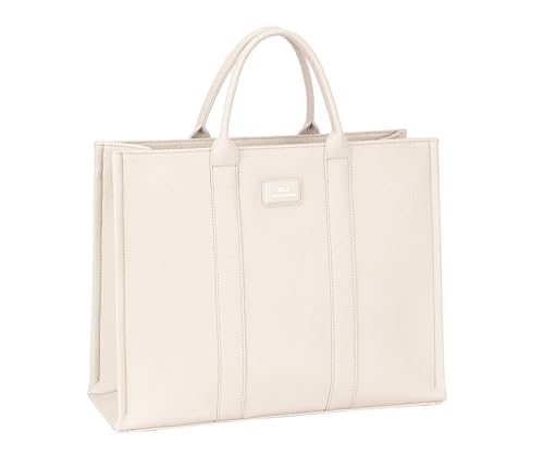 David Jones - Einkaufstasche – große Handtasche für Damen – Schultertasche – Größe A4 – Kunstleder – Schule – Schule Arbeit Büro Mädchen Mode Klassisch Trend – Tote Bag, Creamy White