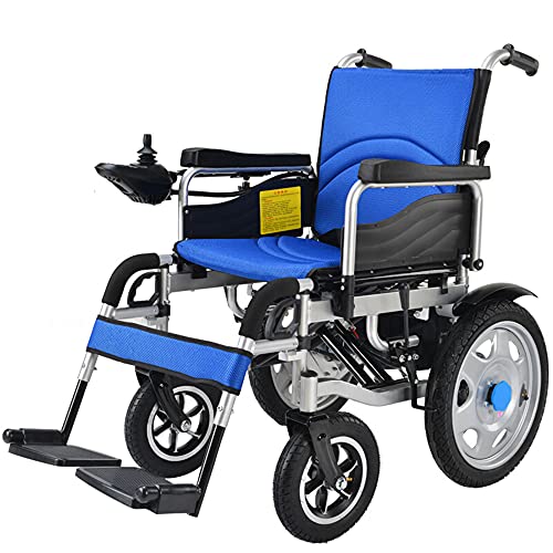 Elektrorollstuhl, Edelstahlrahmen, manuelles elektrisches Smart-Vierrad für ältere Menschen, Behindertenroller, großes Rad mit niedriger Rückenlehne/Blau / 118×68×93cm