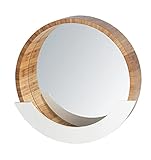 WENKO Wandspiegel Finja mit integrierter Ablage, Spiegel mit Ablagefach, Kosmetikspiegel mit Rahmen aus Bambus für Wohnzimmer, Diele und Schlafzimmer, 39 x 38 x 9,5 cm, Natur / Weiß