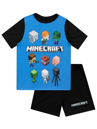 Minecraft Jungen Steve and Creeper Schlafanzug Schwarz 158
