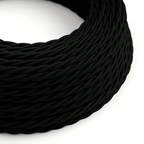 creative cables - Textilkabel geflochten, schwarz mit Seideneffekt, TM04-20 Meter, 3x0.75