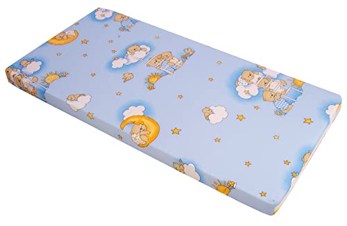 Best For Kids Kinderbettmatratze, Babymatratze 60x120 cm Kinder Rollmatratze 5 cm aus 100% Baumwolle (blau)