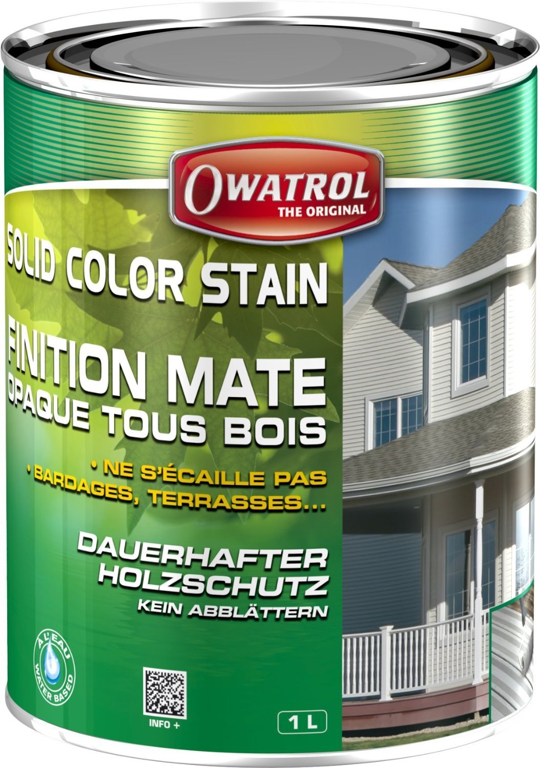 Owatrol - SOLID COLOR STAIN - Dauerhaft deckender Anstrich - Farbton moosgrün RAL 6005 - Gebindegrösse 2,5 Liter