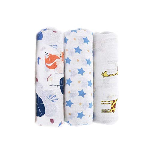Muslin Squares und Swaddle Decke - (3-Pack) - Große Muslin Decken für Neugeborene - 120cm x 120cm - Empfangen Blanket Unisex (drei verschiedene Arten)