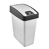 keeeper Premium Abfallbehälter mit Flip-Deckel, Soft Touch, 25 l, Magne, Silber