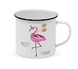 Paperproducts Design Happy Metal Mug, pulverbeschichtete Metalltasse, 400 ml (Pretty Flamingo)