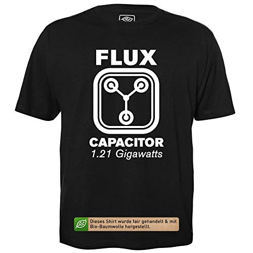 Fluxkompensator - Herren T-Shirt für Geeks mit Spruch Motiv aus Bio-Baumwolle Kurzarm Rundhals Ausschnitt, Größe 3XL