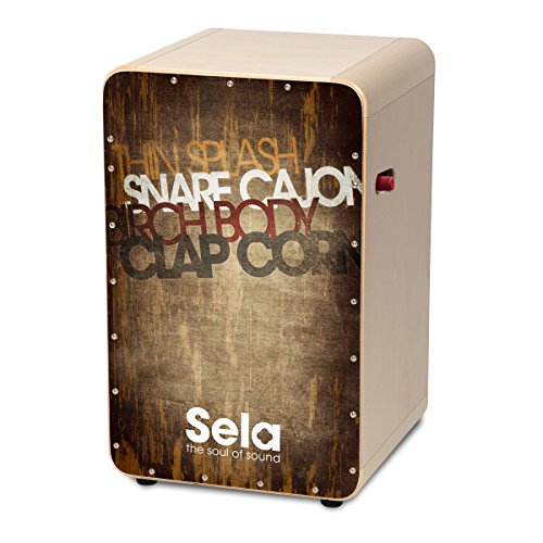 Sela SE 079 Casela Pro Cajon mit Snare On/Off Mechanik, spielfertig aufgebaut vintage braun