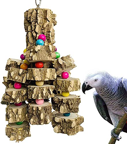 xingzhi Großes Papageien-Spielzeug aus Naturholz, zum Aufhängen von Vogelkauspielzeug für Sittiche, Hängematte, Spielzeug für afrikanische graue Aras, Kakadus, Ektus, Amazonaspapageien, Vögel
