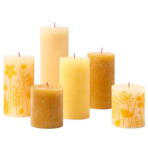 BOLSIUS Rustikale Kerze, Oster-Geschenkset, Frühlingsblüte, Box mit 6 Kerzen, ohne Duft