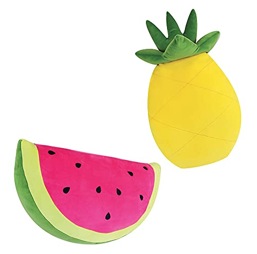JEMINI FRUITY'S Kissen-Set, Pasteque und Ananas Fruity S +/-50 cm, alle Weich und flauschig, 024117, Mehrfarbig