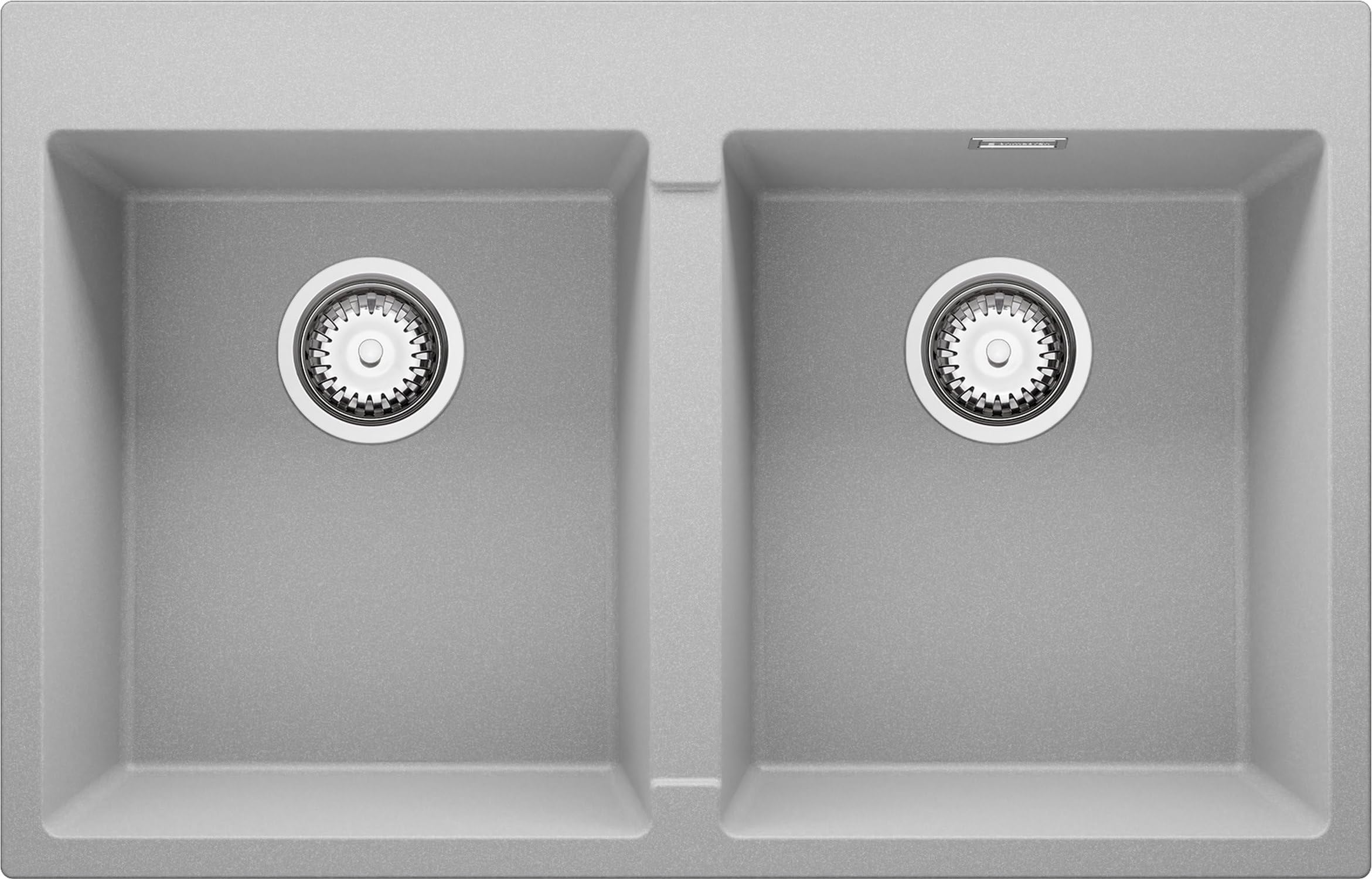 Spülbecken Grau 78 x 50 cm, Granitspüle + Ablauf-Set, Küchenspüle ab 80er Unterschrank, Einbauspüle von Primagran