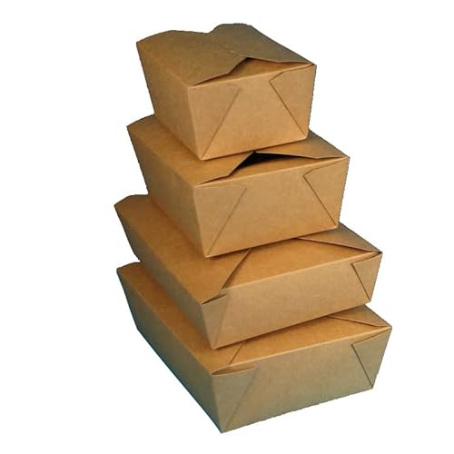 200-450 Foodboxen Take away Snackboxen Pastaboxen Lunchboxen Cakeboxen mit Faltverschluss braun oder weiß versch. Größen (Braun, 1300ml 149x116x64mm 450St.)