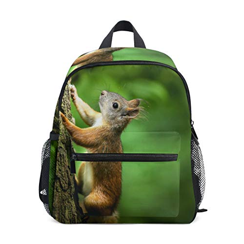 LUNLUMO Kinderrucksack mit Eichhörnchen-Motiv, Braun