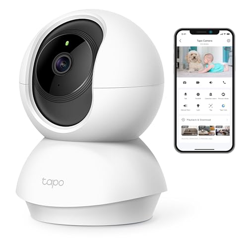 TP-Link Tapo C200 WLAN IP Kamera (Linsenschwenkung- und Neigung, 1080p-Auflösung, 2-Wege-Audio, Tapo Camera App, Nachtsicht zu 9m, bis zu 128 GB lokaler Speicher auf SIM Karte) Weiß