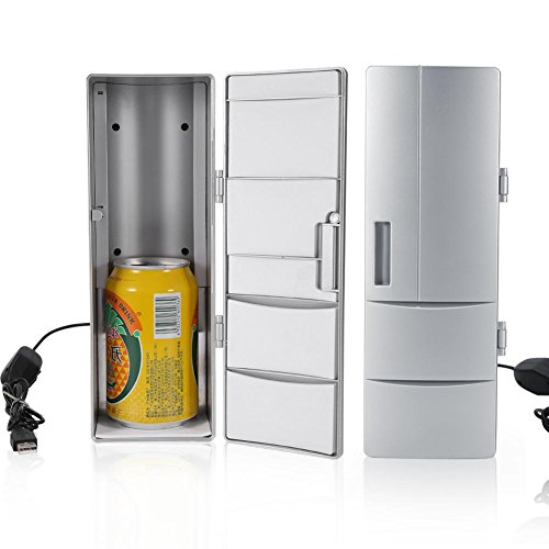Mini-Kühlschrank mit 1,2 m USB-Kabel Getränkekühlschrank Getränk Bierkühler Wärmer Hotelkühlschrank zum Einfüllen von Dosengetränken, Bier, Milch, Getränken usw, 8,5 x 12 x 25 cm