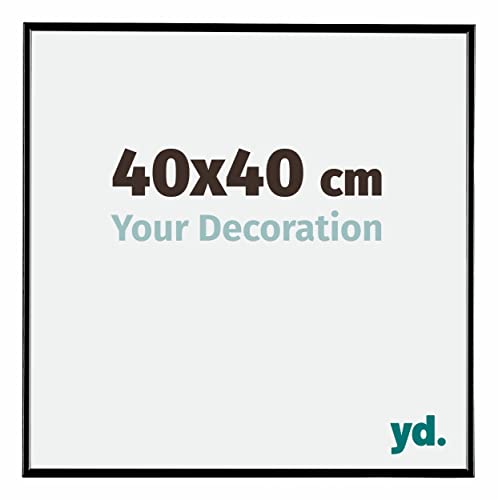 yd. Your Decoration - Bilderrahmen 40x40 cm - Bilderrahmen aus Kunststoff mit Acrylglas - Antireflex - Ausgezeichneter Qualität - Schwarz Hochglanz - Fotorahmen - Evry
