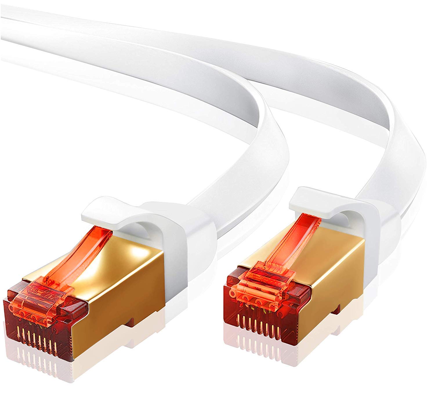 IBRA 15M Ethernet Kabel Cat7 Gigabit Lan Netzwerkkabel RJ45 10Gbps 600Mhz/s STP Molded Verlegekabel für Switch,Router,Modem,Patchpannel,Access Point,Patchfelder Flach Weiß