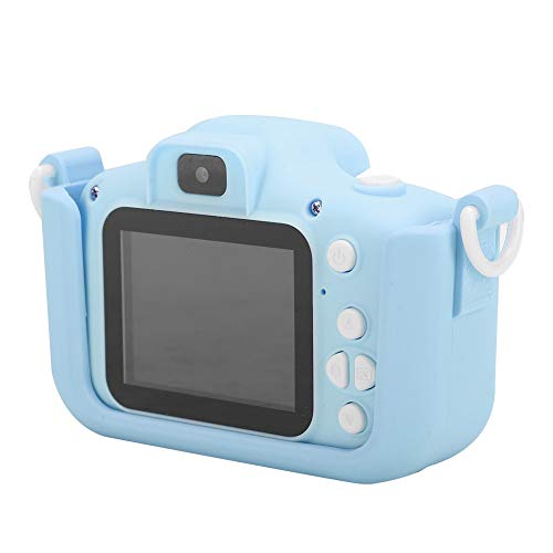 Dpofirs 12MP Mini-Cartoon-Kamera, HD-Digitalkamera Dual-Front-Kameras, Kindersicherheitskamera Weiches Silikongehäuse in Lebensmittelqualität, 600-mAh-Digitalkamera, Kindergeschenk(Blau)