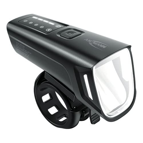 ANSMANN Fahrradlicht StVZO zugelassen mit 5 Watt OSRAM LED und Auto. Abblendlicht 200 m Leuchtweite 100 Lux 180 Lumen IPX5 Akkubetrieben bis zu 6 Stunden Leuchtdauer aufladbar über USB Vorderlicht