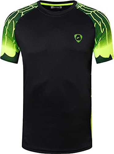 jeansian Herren Sportswear Dry Fit Sport Tee Shirt Tshirt T-Shirt Kurzarm Tennis Golf Bowling Tops LSL229 Black XL