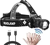 Stirnlampe LED USB Wiederaufladbar,Extrem Hell 50000 Lumen Kopflampe mit Bewegungssensor,XHP99 Zoombar 5 Modi Headlamp Wasserdichte Scheinwerfer für Camping Wandern Angeln Radfahren Laufen Outdoor