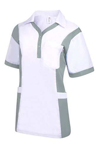 Clinotest Damenkasack Julia, Gesundheitswesen, für die Pflege, Berufsbekleidung, in Trendfarben (XS, weiß/grau)