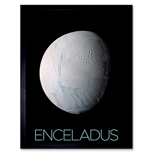 NASA Our Solar System Enceladus Saturn's Moon Ice Oceans Art Print Framed Poster Wall Decor 12x16 inch