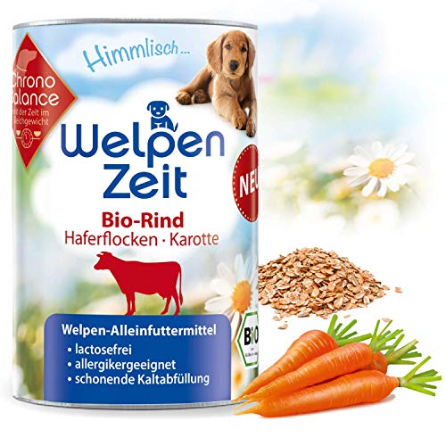 ChronoBalance® Bio-Nassfuter für Welpen, Bio-Welpenfutter, Welpen-Nassfutter, Bio-Rind, Bio-Gans in Deutschland hergestellt. (Bio-Rind, 12 x 400g)