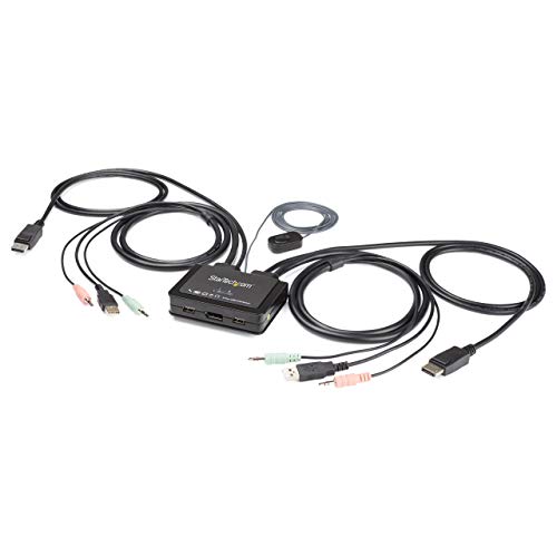 SV211DPUA4K USB-KVM-Switch mit 2 Anschlüssen, 4 K60 Hz, mit integriertem Kabel, für 3,5 mm Audio