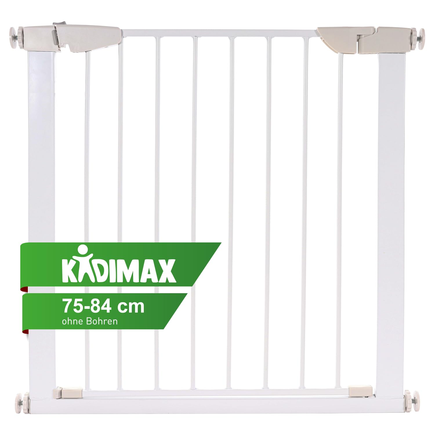 KIDIMAX Treppenschutzgitter 75-84 cm, ohne Bohren, Türschutzgitter für Kinder, Hunde und Katzen, mit Auto-Close & Keep-Open Funktion, Treppengitter weiß