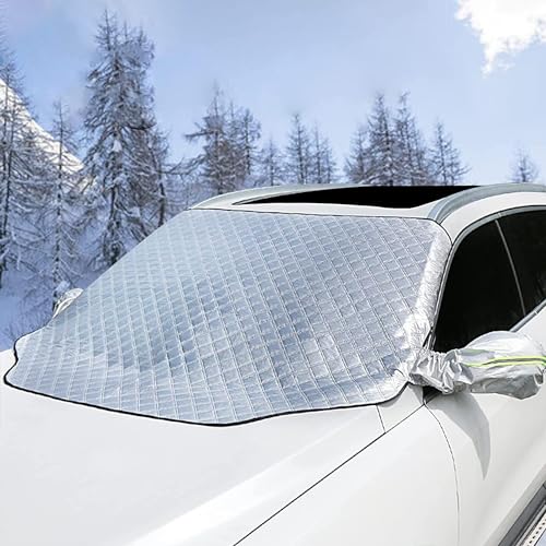 Scheibenabdeckung für Hyundai i30 2017-2023, Auto Frontscheibenabdeckung, Magnetische Schneeabdeckung mit Seitenspiegelabdeckung, Schnee, EIS, Frost, Sonne, UV-Staub, Wasserfest