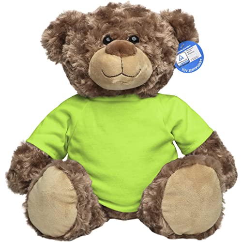 Minifeet Bär Bodo L mit T-Shirt (hellgrün) - Teddy Kuscheltier Plüschtier Stofftier Spielzeug - Flauschiges Curly Plüsch - Geschenk für Baby Kinder Freunde Schulstart Einschulung | Höhe: 30 cm