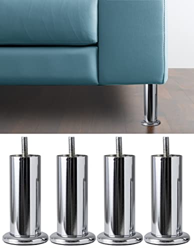 IPEA 4X Möbelfüße Sofa - Füsse Modell ACQUAMARINA – Höhe 120 mm – Füße im Eleganten Design für Sessel, Schränke, Betten - 4 Metall Beine aus Eisen – Mobelfusse Farbe Verchromt