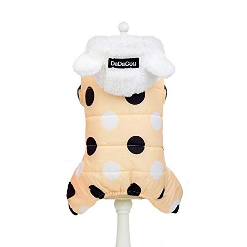 UKKD Hundemantel Winter-Hundekleidung-Mantel-Punkt-Baumwollmantel Verdicken Winter Warme Kleidung Für Kleine Hunde Welpen Sweater Hunde,Khaki,XL