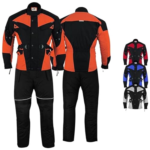 German Wear 2-teiler Motorradkombi Cordura Textilien Motorradjacke + Motorradhose, 60/4XL, Orange/Schwarz