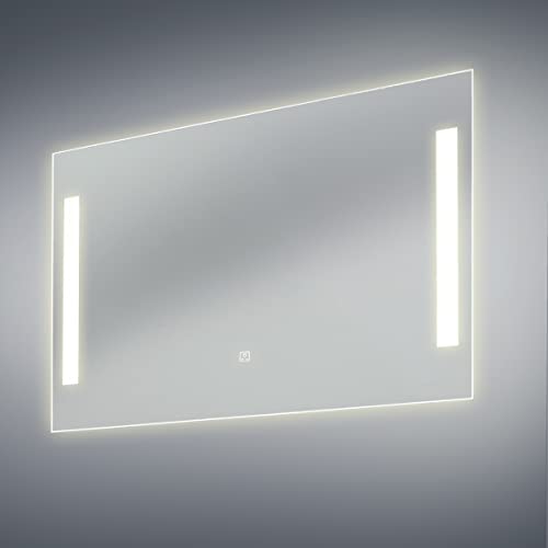 axentia LED-Badspiegel, Wandspiegel mit Touch-Funktion, ca. 60 x 80 x 3,5 cm