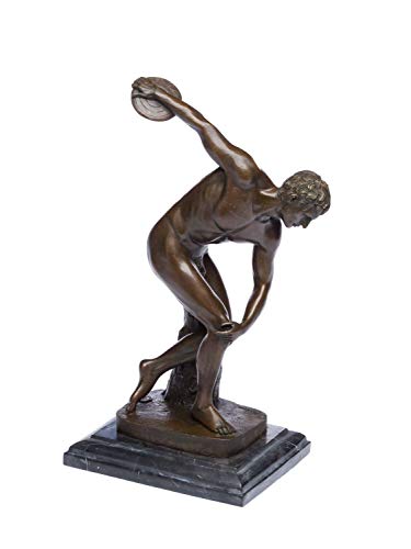 aubaho Bronzeskulptur Diskuswerfer Mann Akt Erotik Olympia Figur Bronze Antik-Stil