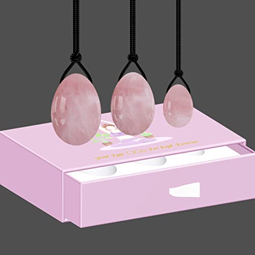 Rosenquarz-Ei-Set, Übungs-Ei, natürlicher rosafarbener Kristallstab, Massageball, gebohrtes Ei, keine Box Steinkristall-Reiki (Color : Drilled Egg With Box)