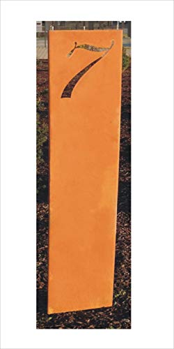 Jabo Design Rost Schild GA04 mit Wunsch - Hausnummer, 160 cm hoch (Höhe gemessen ohne die Stangen/Bodenstecker) rost Steele stecker gartenstecker